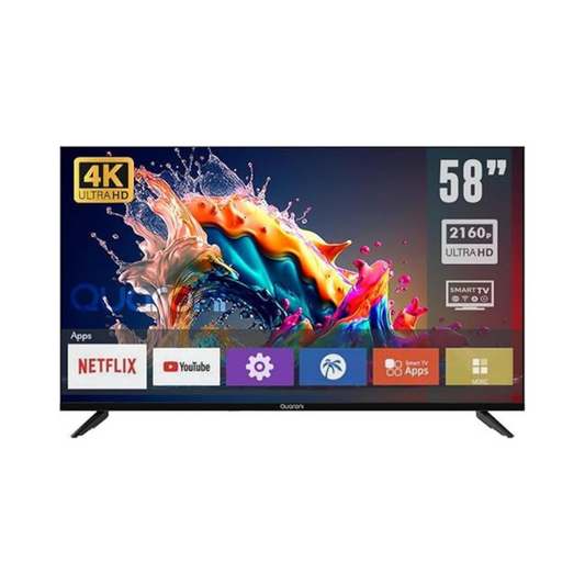 Televisión Smart Quaroni 4K para Netflix 58", 2160P, 2 HDMI, 2 USB, RCA, Óptico, 3.5mm, 60Hz