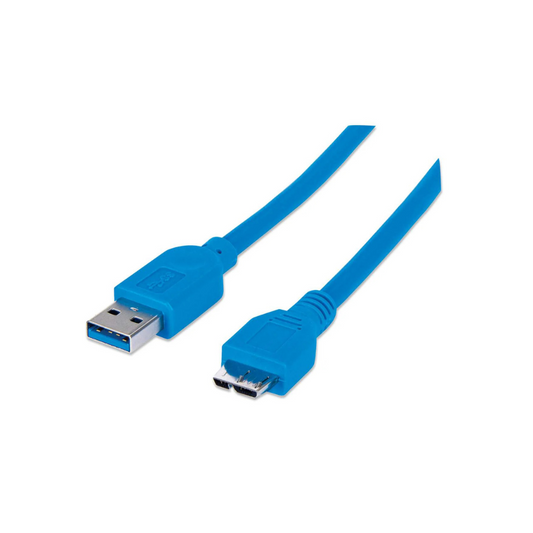 Cable USB 3.0 A Macho a Micro B Macho 2M 5Gbps Azul Manhattan (325424)