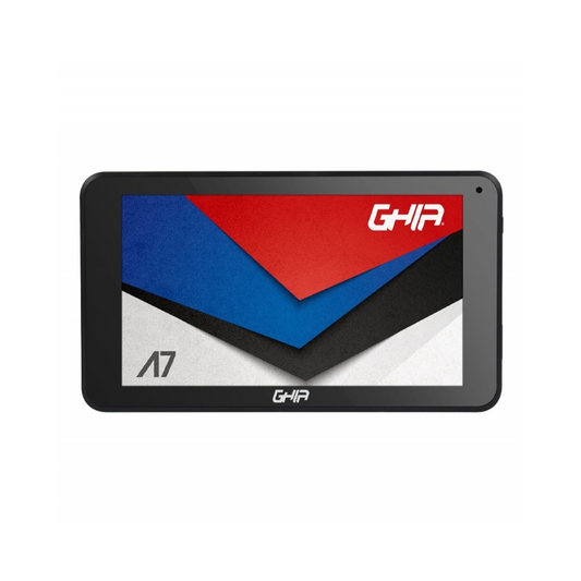 Tablet Ghia A7 WiFi, Quad Core A50, 1GB RAM, 16GB, Cámaras 0.3MP y 2MP, 2100mAh, Android 9 Go, Negra