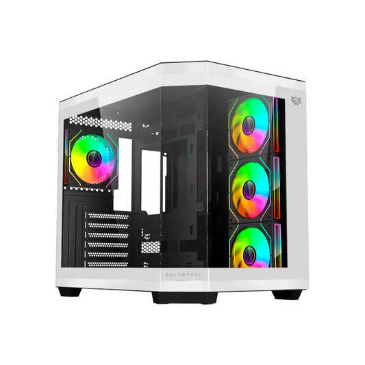 Gabinete Balam Rush Media Torre Tank 9600, USB 3.0, 4 Ventiladores ARGB, Blanco/Negro (BR-938693)