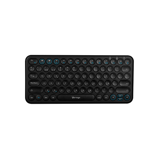 Teclado Vorago Slim Recargable Tipo C, 2 Bluetooth + Wireless Negro (KBW-400)