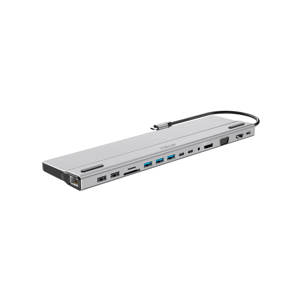 Docking Station USB Type C 14 en 1 Ports DH690 Win/Mac Plata (AC-932950)