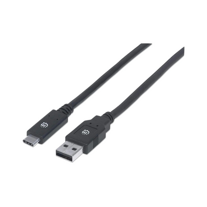 Cable USB Tipo C a A Macho 2.0M Negro V3.1 Gen1 Manhattan (354974)