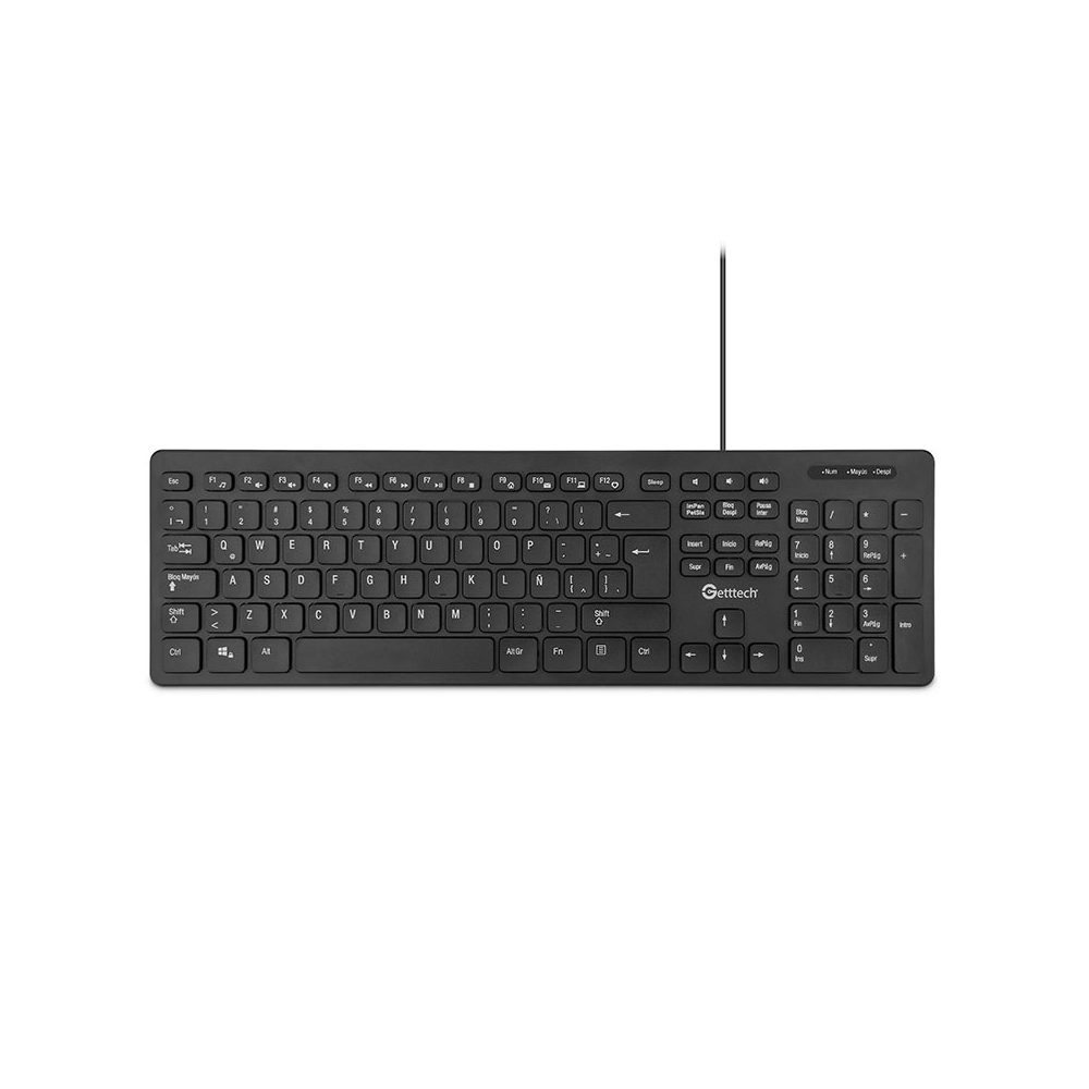 Teclado Slim Getttech Negro Español USB con Reposamanos (GGK-ESMWR-01)