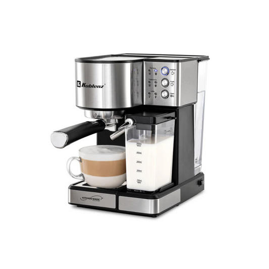 Cafetera Espresso y Latte Koblenz 1350W, 15 bares, depósito de leche 500ml, espuma automatizada