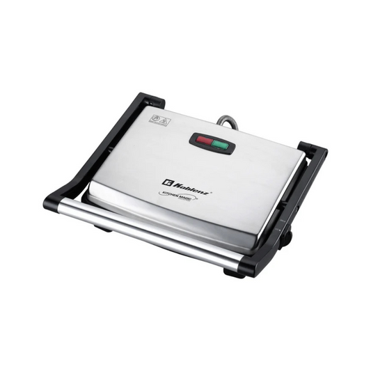 Panini Grill Koblenz PGKM-1500 I, 4 rebanadas, termostato automático, asas de tacto frío, bandeja colectora y espátula, 1500W