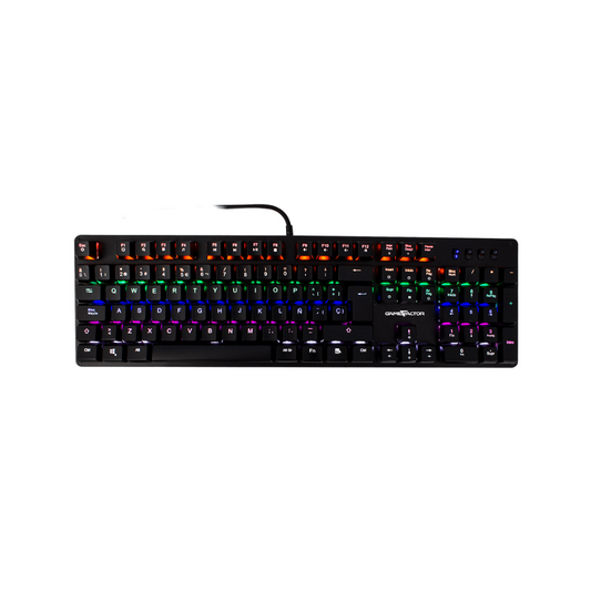 Teclado Mecánico Game Factor Rainbow, Switch Blue, USB, Negro (KBG400-BL)