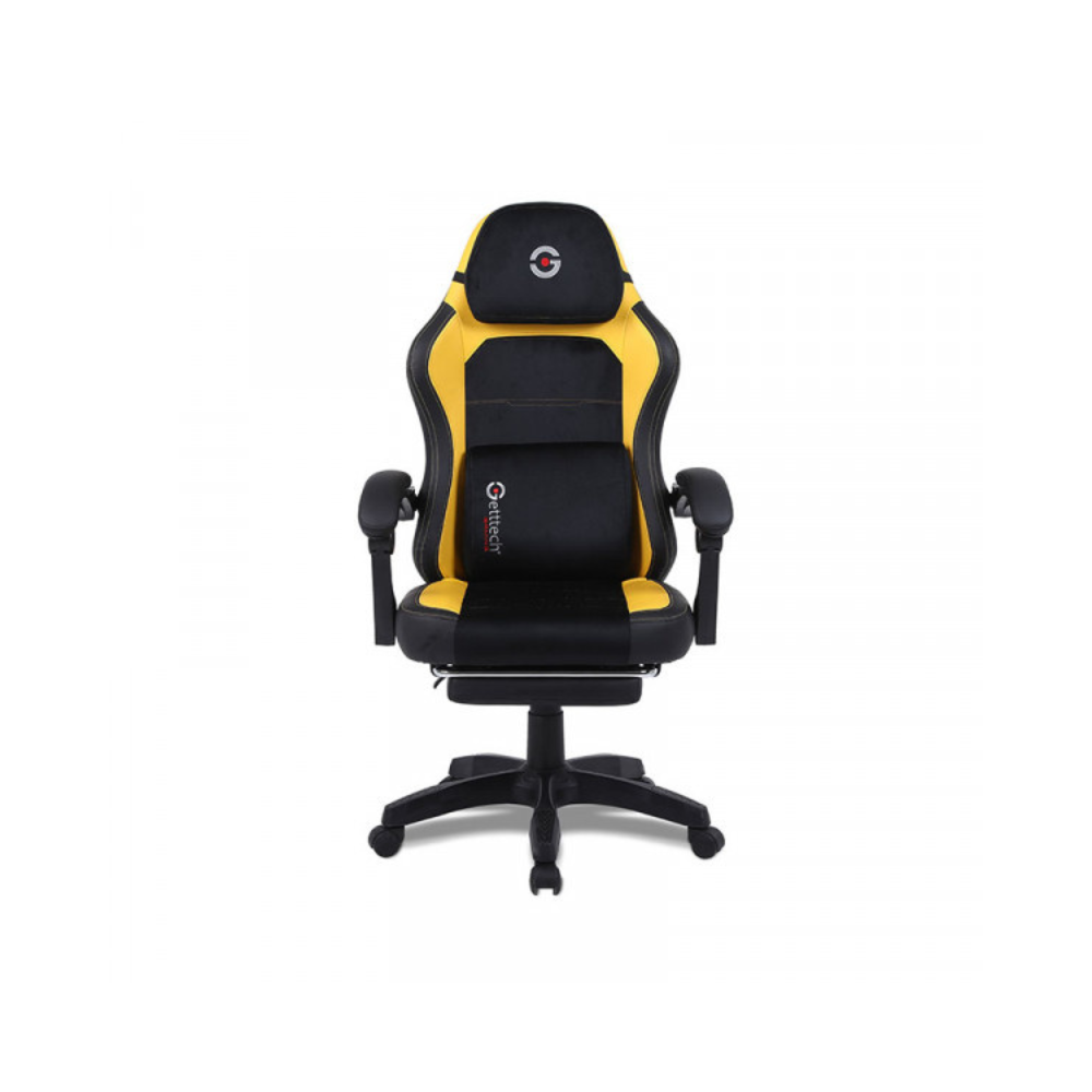 Silla Gaming Getttech con Reposapiés - Soporte Lumbar Vibratorio, Amarillo/Negro (GAR-GAOPY-G2-YL)