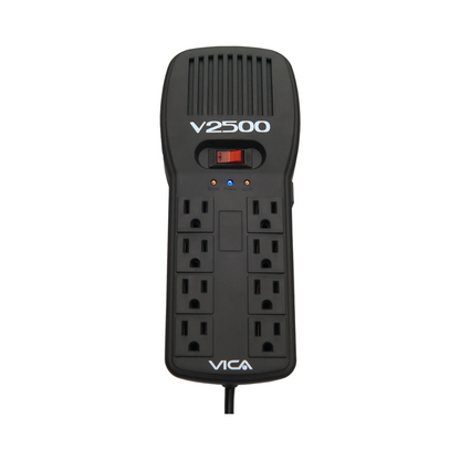 Regulador Electronico Vica V2500, 2500VA, 1500W, 8 Contactos