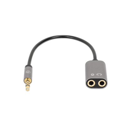 Adaptador de Audio 3.5 mm TRRS 1 M a 2 H, 20 cm Manhattan (356107)