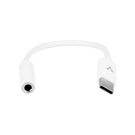 Adaptador Vorago USB Tipo C a 3.5 mm Audio Out Mic In Blanco (ADP-209)