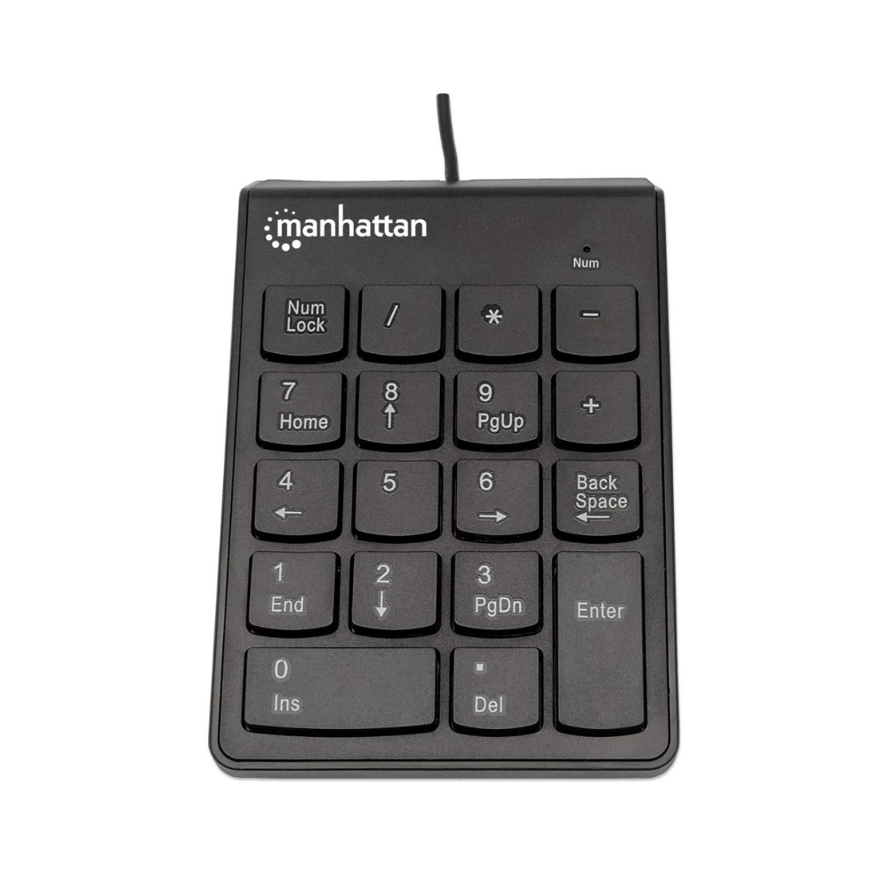 Teclado Numérico Manhattan USB Alámbrico 18 Teclas Negro (Modelo 176354)