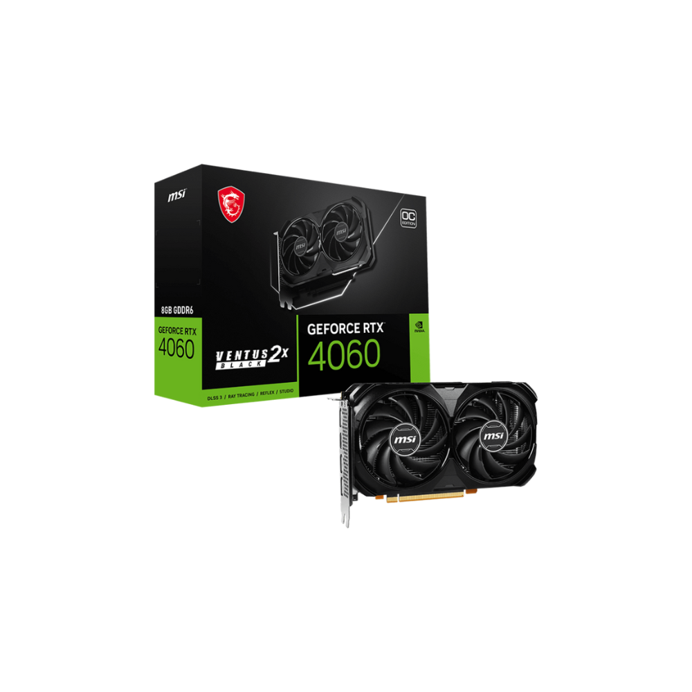 Tarjeta de Video MSI 8GB RTX 4060 Ventus 2X Black OC GDDR6 HDMI/DP