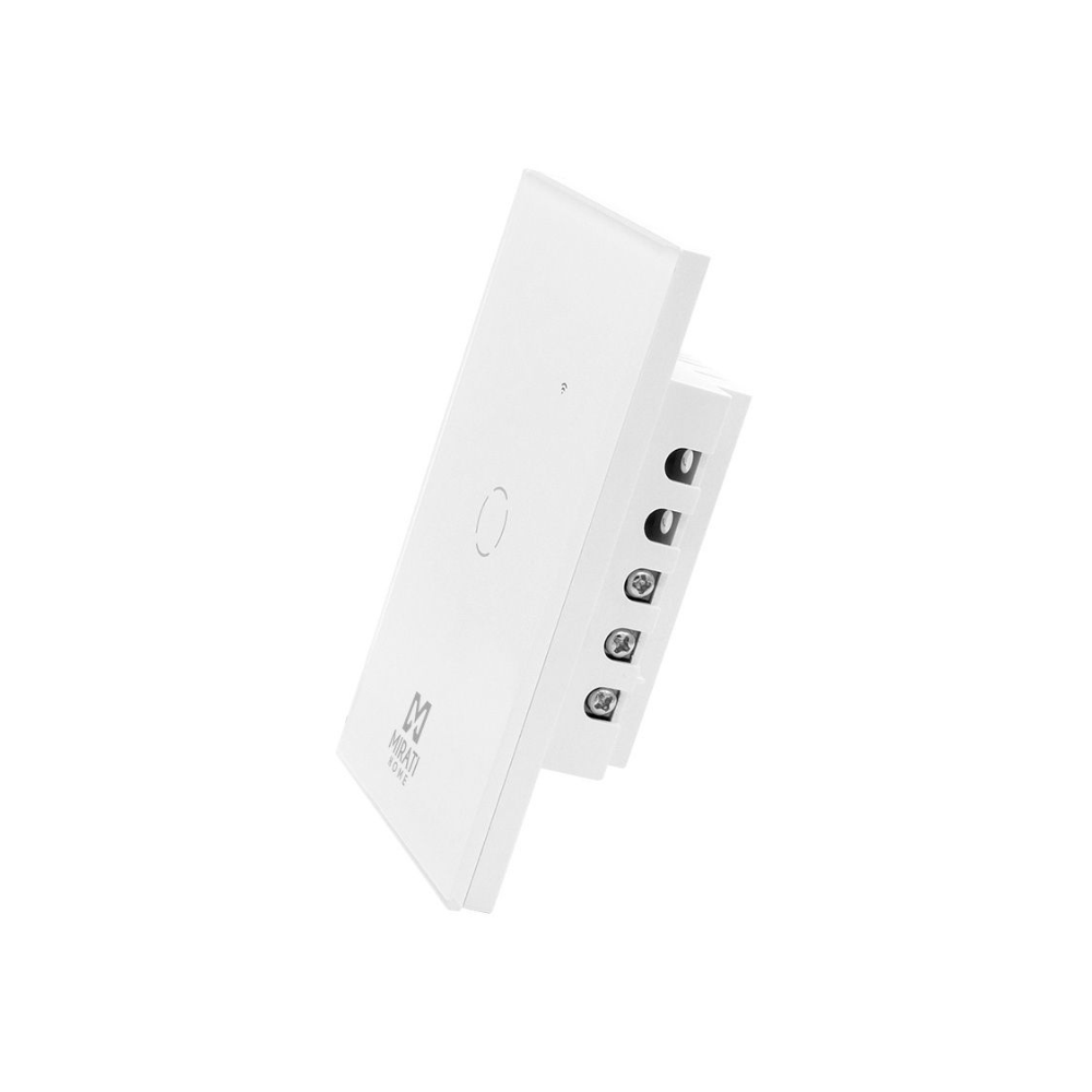 Apagador inteligente de pared Mirati, 1 apagador touch, WiFi 2.4GHz, Bluetooth, compatible con Android e iOS, funciona con Alexa y Asistente de Google.