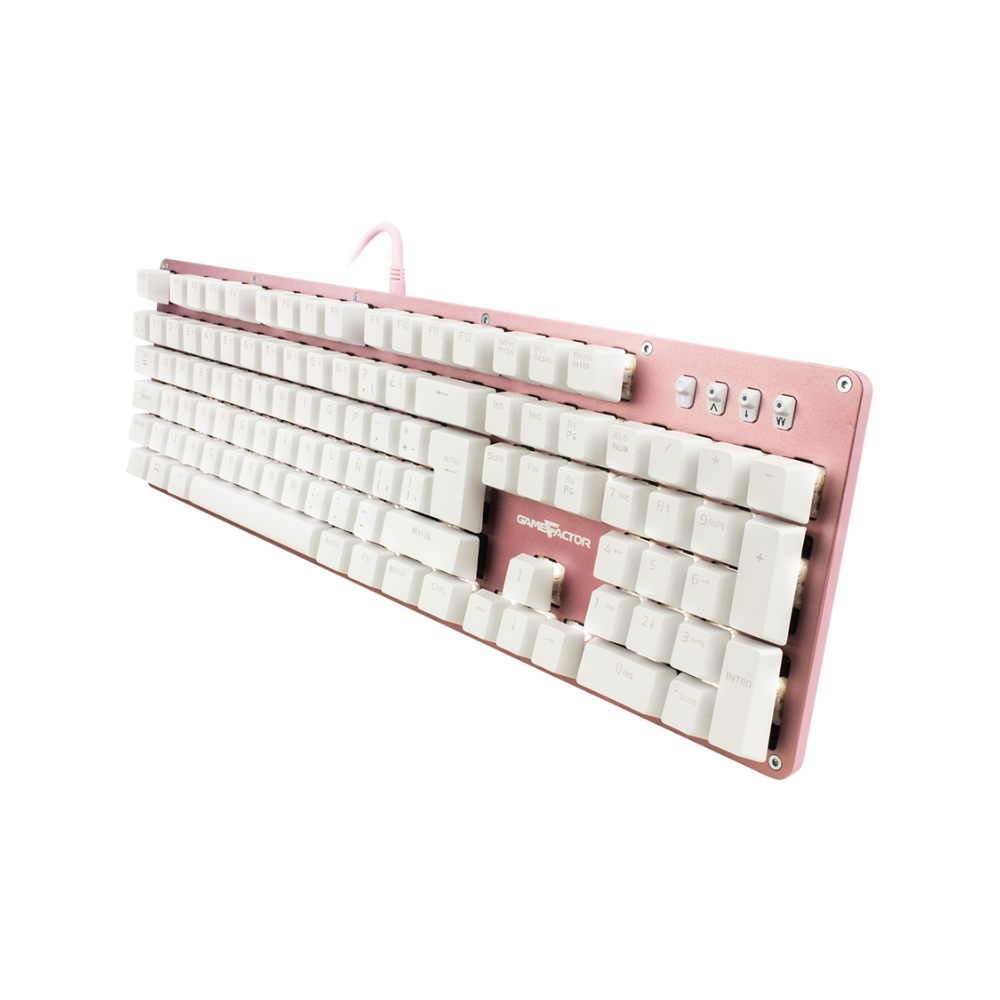 Teclado Mecánico Game Factor Luz Blanca, Switch Blue, USB, Rosa (KBG400-PK-BL)