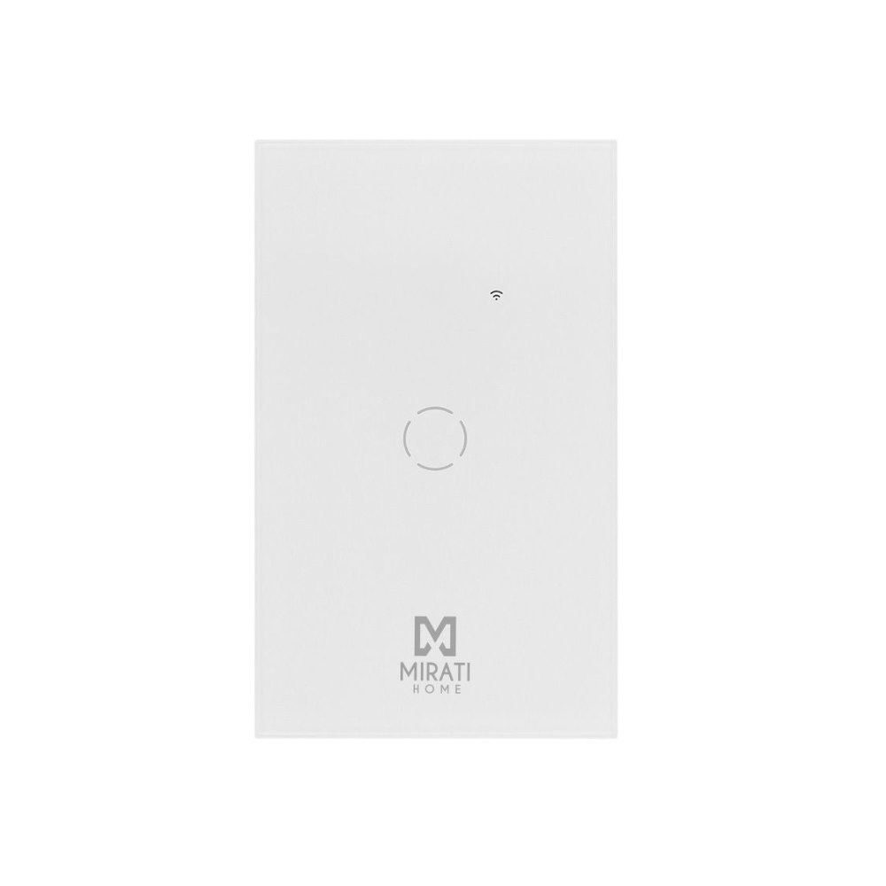 Apagador inteligente de pared Mirati, 1 apagador touch, WiFi 2.4GHz, Bluetooth, compatible con Android e iOS, funciona con Alexa y Asistente de Google.