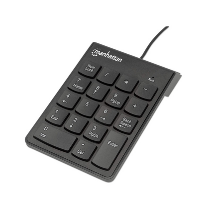 Teclado Numérico Manhattan USB Alámbrico 18 Teclas Negro (Modelo 176354)