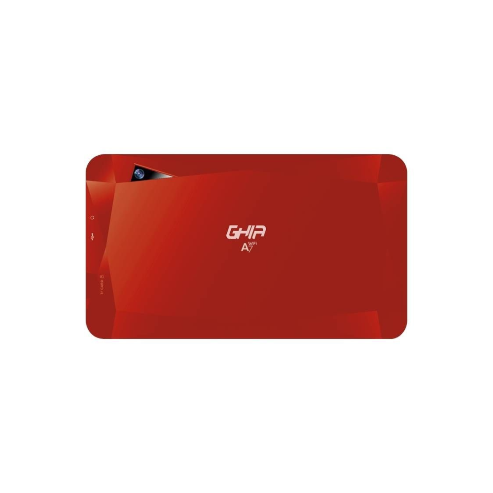 Tablet Ghia A7 WiFi, Quad Core A50, 1GB RAM, 16GB, Cámaras 0.3MP y 2MP, 2100mAh, Android 9 Go, Roja