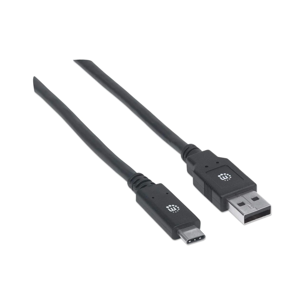 Cable USB Tipo C a A Macho 2.0M Negro V3.1 Gen1 Manhattan (354974)