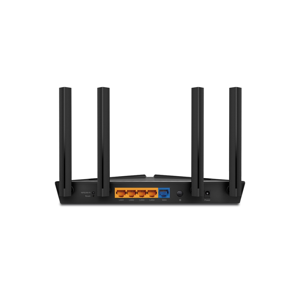 Router Wi-Fi 6 Ax 1500 Mbps, MU-MIMO 2x2, OFDMA, 1 Puerto WAN y 4 Puertos LAN Gigabit, 4 Antenas Beamforming