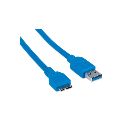 Cable USB 3.0 A Macho a Micro B Macho 2M 5Gbps Azul Manhattan (325424)