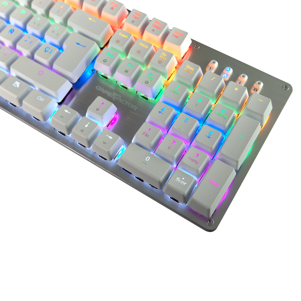 Teclado Mecánico Game Factor Rainbow Switch Red USB Blanco (KBG400-WH-R)