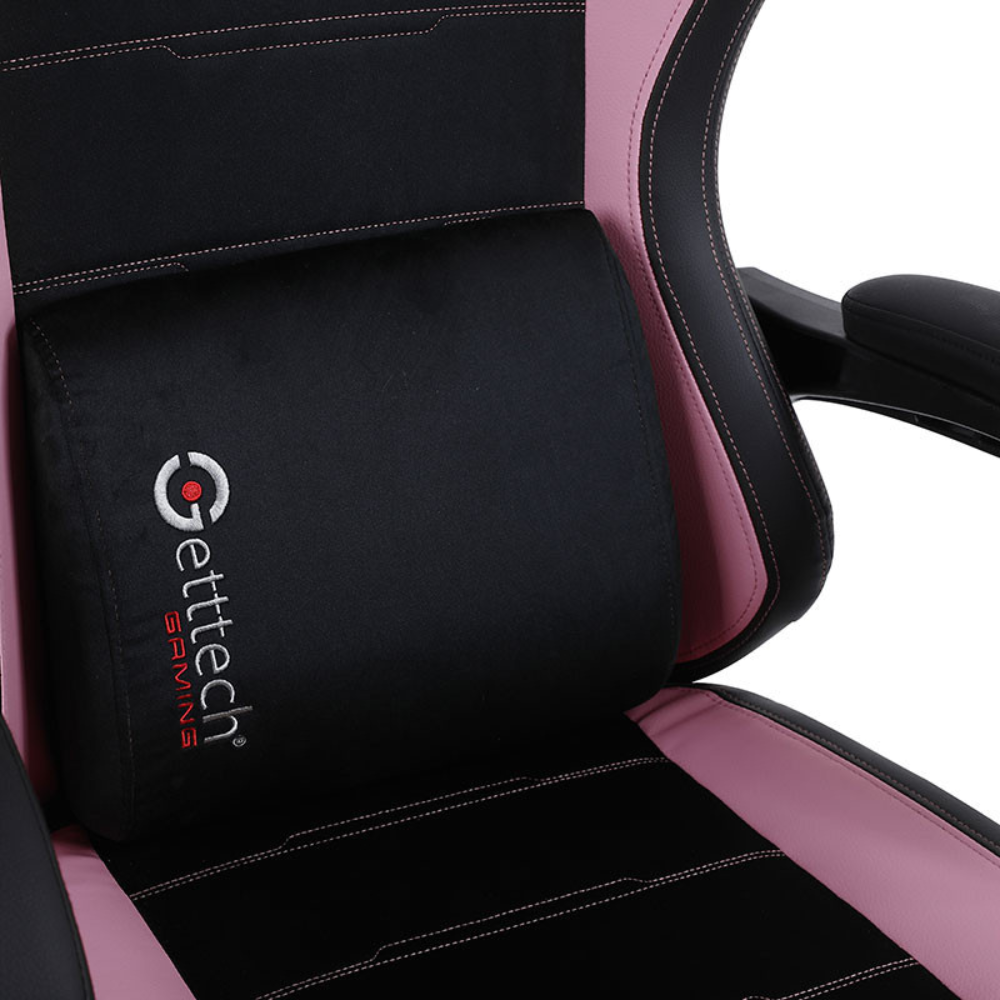 Silla Gaming Getttech con Reposapiés - Soporte Lumbar Vibratorio, Rosa/Negro (GAR-GAOPY-G2-PK)