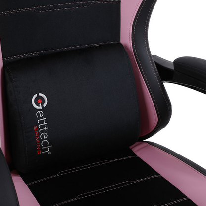 Silla Gaming Getttech con Reposapiés - Soporte Lumbar Vibratorio, Rosa/Negro (GAR-GAOPY-G2-PK)