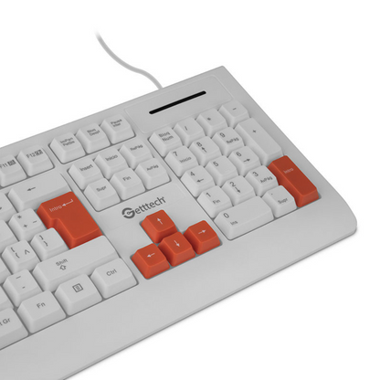 Teclado Slim Getttech Blanco Español USB con Reposamanos (GGK-ESMWR-02-WH)