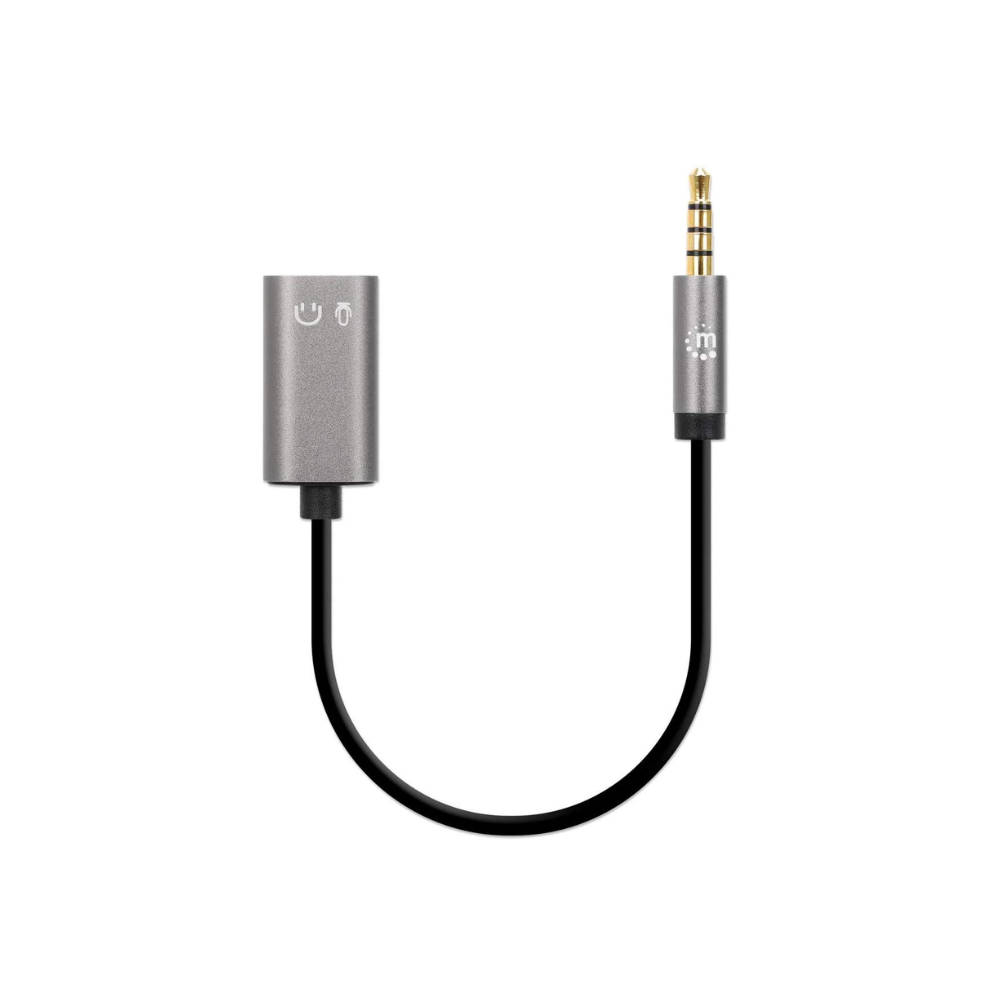 Adaptador de Audio 3.5 mm TRRS 1 M a 2 H, 20 cm Manhattan (356107)