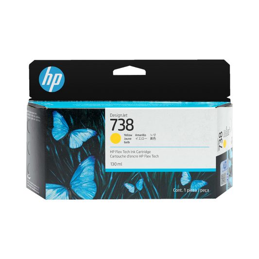 Tinta HP LF 738 498N7A Amarillo para DesignJet T850/T950 (130 ml)