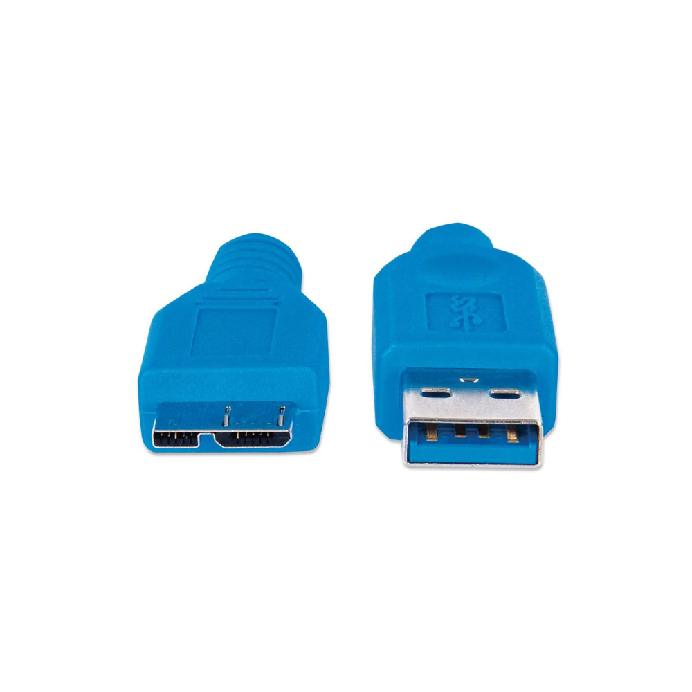 Cable USB 3.0 A Macho a Micro B Macho 2M 5Gbps Azul Manhattan (325424)