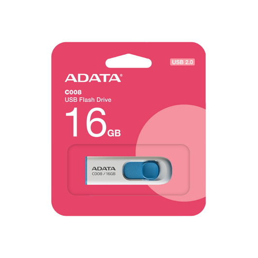 Memoria Flash Adata C008 16GB USB 2.0 Blanco/Azul (AC008-16G-RWE)