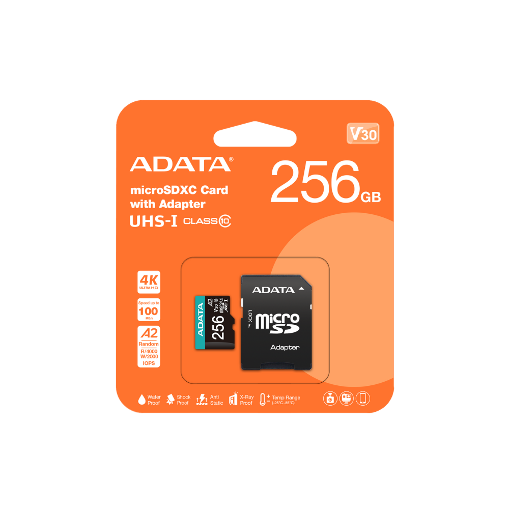 Memoria Micro SDXC Adata 256GB UHS-I U3 V30S A2 con Adaptador