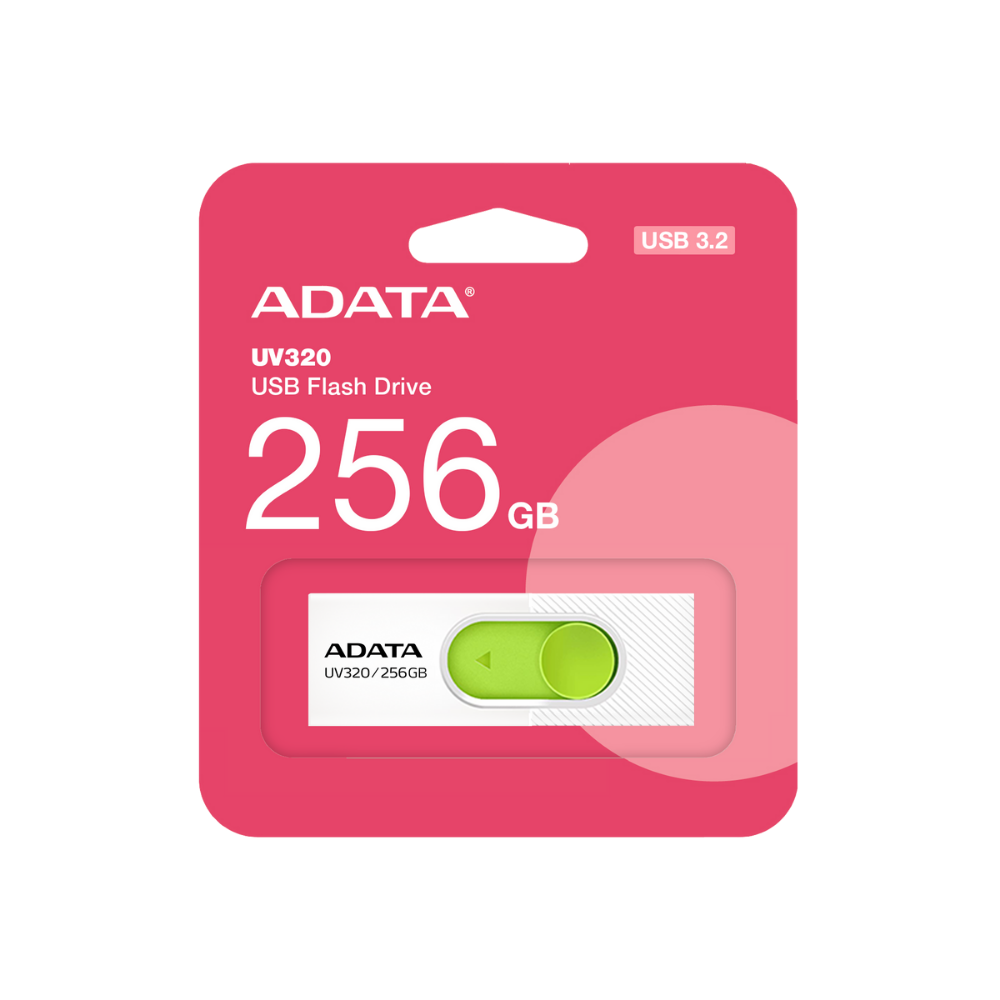 Memoria Flash Adata UV320 256GB USB 3.2 Blanco-Verde (AUV320-256G-RWHGN)