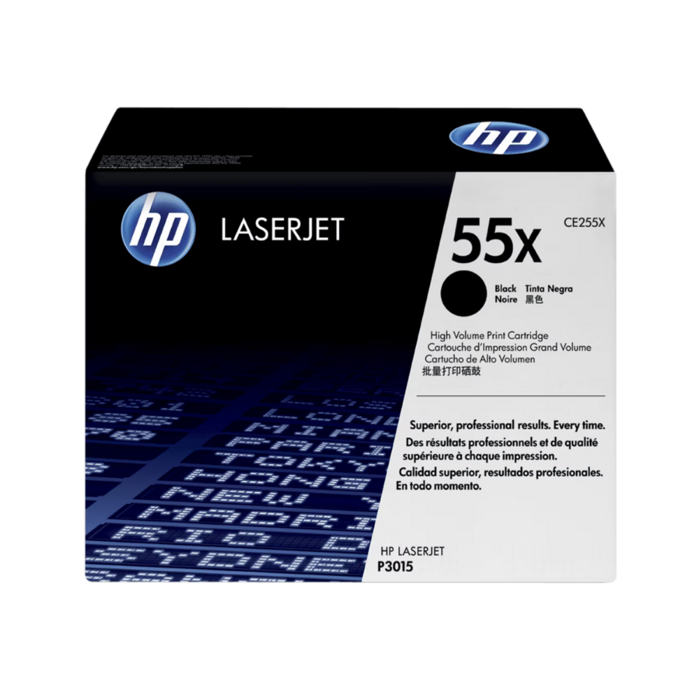 Tóner HP 55X CE255X Negro LaserJet P3015DN/M521DN/M525DN/M525F Alto Rendimiento (12,500 Páginas)