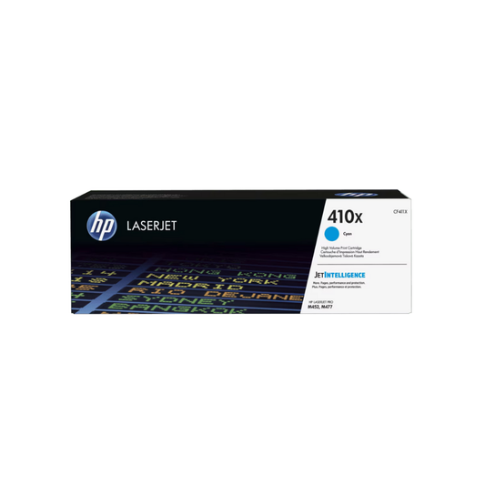 Tóner HP 410X CF411X Cian LaserJet Pro M452DN/M452DNW/M477FDN Alto Rendimiento (5,000 Páginas)