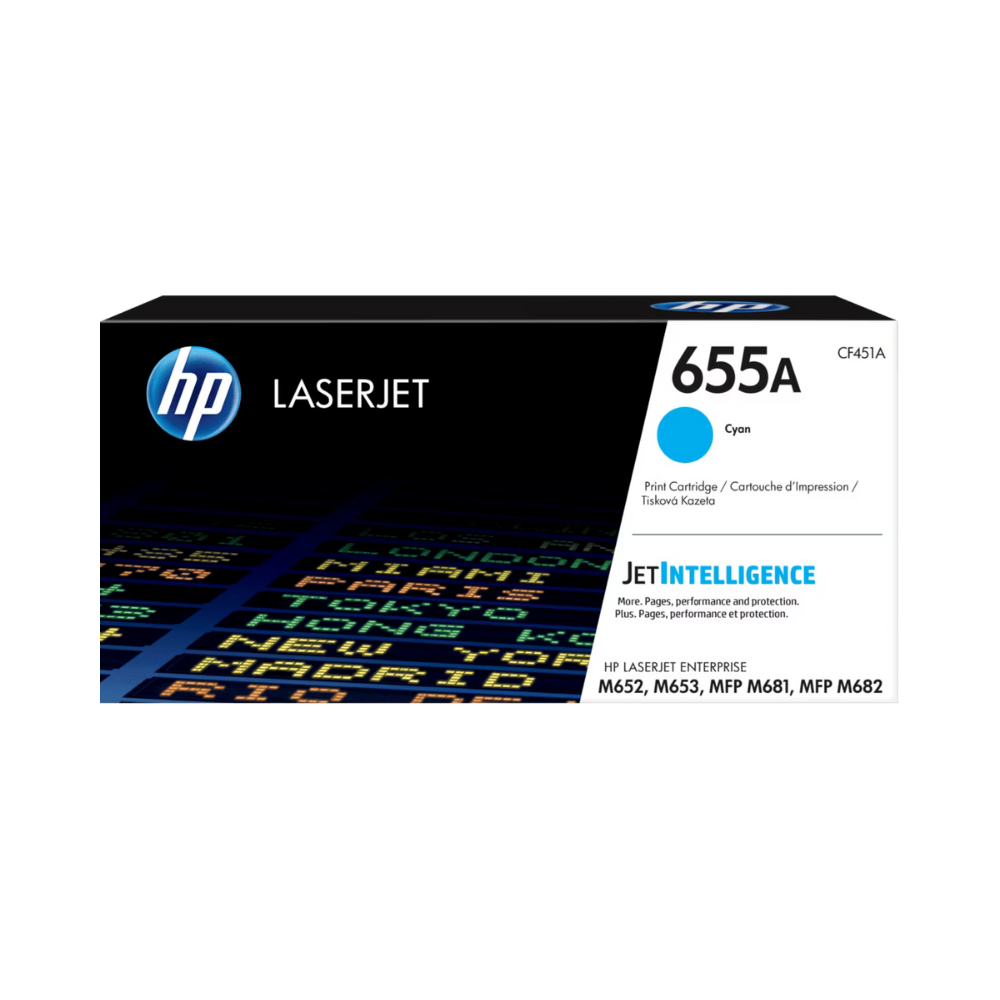 Tóner HP 655A CF451A Cian LaserJet Enterprise MFP M682Z/M652DN (10,500 Páginas)