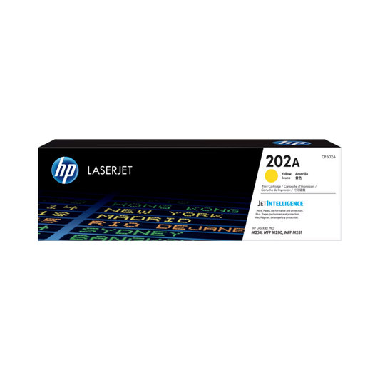 Tóner HP 202A CF502A Amarillo LaserJet Pro M254DW/M281FDW (1,300 Páginas)