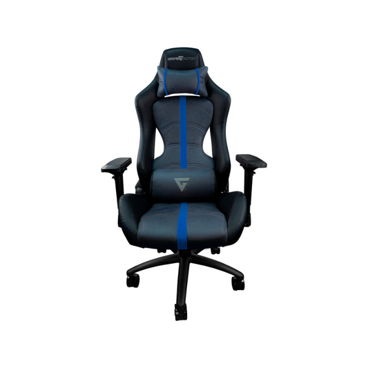 Silla Gaming Game Factor Leath-Aire Reclinable 4D - Estructura Metálica, Negro/Azul (CGC650-BL)