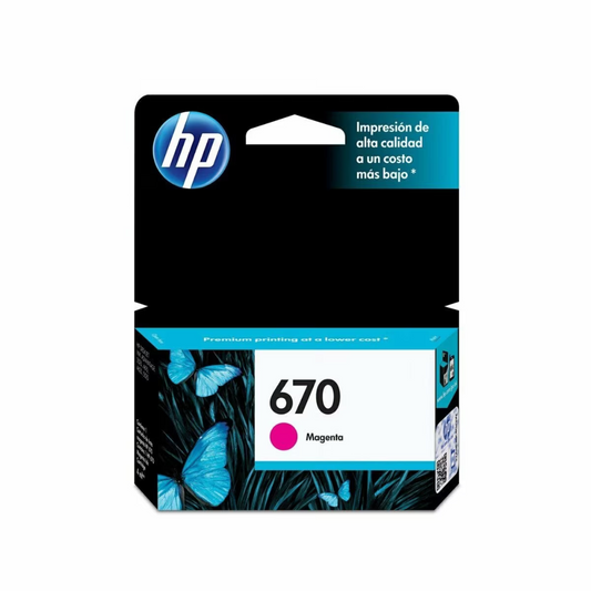 Tinta HP 670 CZ115AL Magenta para DeskJet 3525/4615/4625/5525 (Rendimiento: 300 páginas)