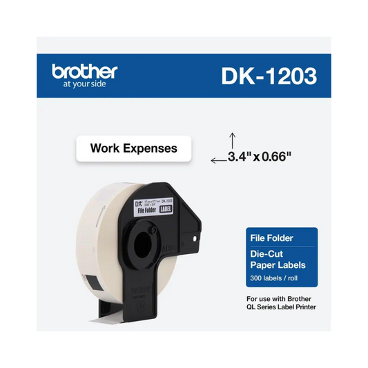 Rollo De Etiquetas Brother Dk1203 300Pzas Pre-Cortadas 17Mm X 871Mm Dk1203