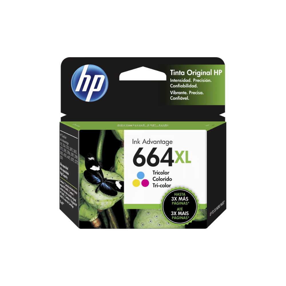 Tinta HP 664 XL F6V30AL Tricolor para DeskJet 1115/3835/2135/3635 (Alto Rendimiento: 330 páginas)