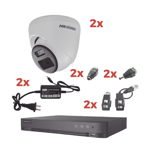 Kit Audio Bidireccional TurboHD 1080P - DVR 4 Canales, 2 Cámaras Eyeball con Micrófono y Bocina, 2 Fuentes de Poder y Accesorios