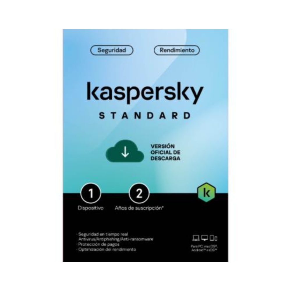 Licencia Kaspersky Standard 2 Años - 1 Dispositivo (Antivirus ESD)