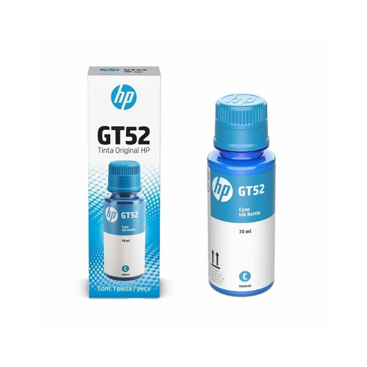 Tinta HP GT52 M0H54AL Cyan para DeskJet GT5820/GT5810 (70 ml, Rendimiento: 8,000 páginas)