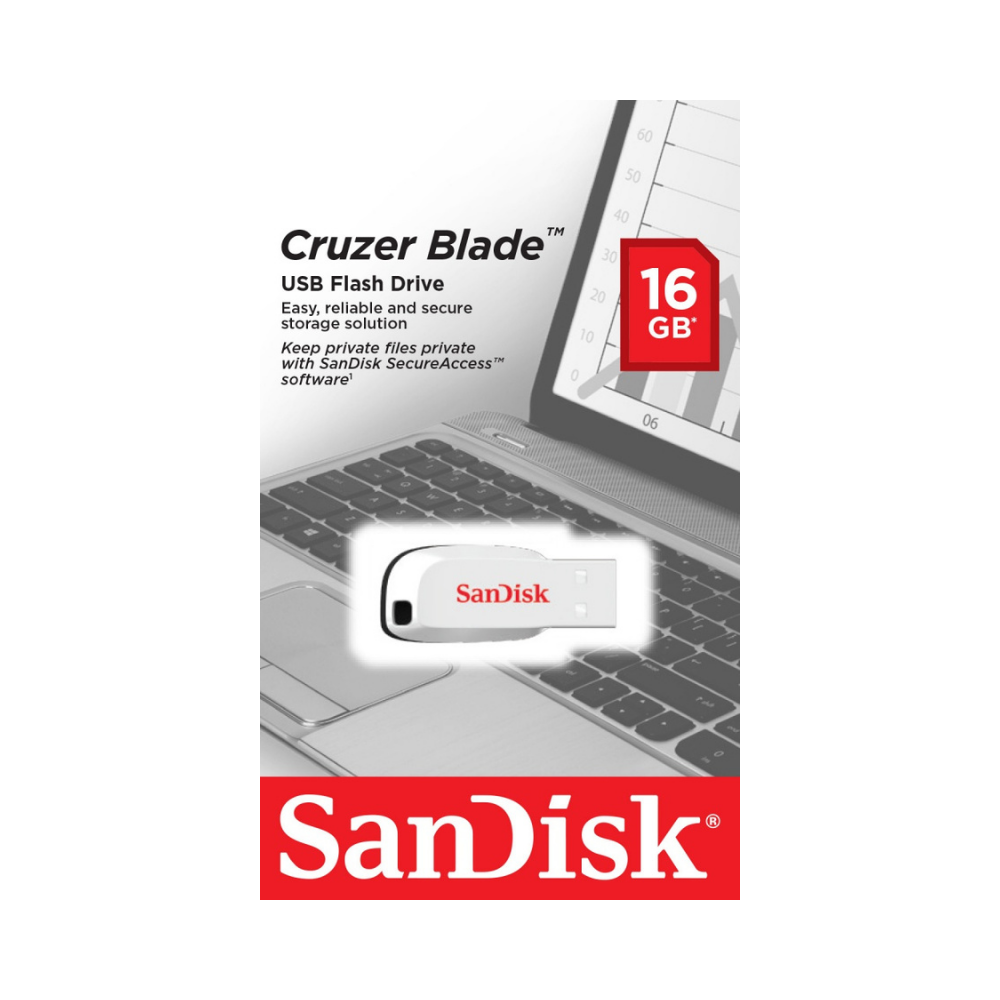 Memoria Flash Sandisk Cruzer Blade 16GB USB 2.0 Blanca (SDCZ50C-016G-B35W)