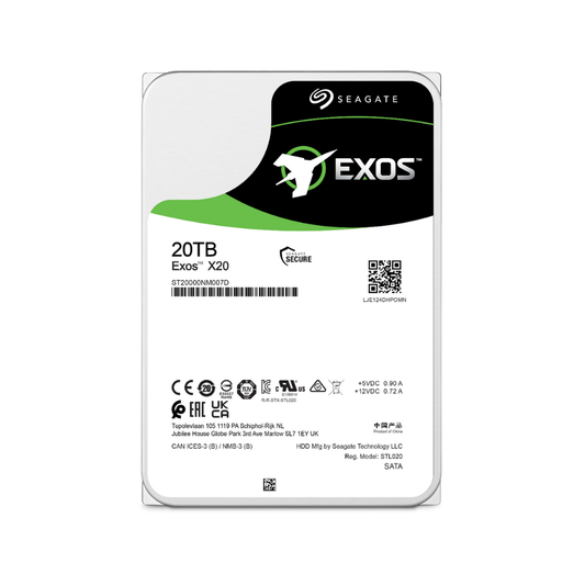 Disco Duro Seagate 20TB 3.5" 7200RPM Exos X20 SATA (ST20000NM007D)