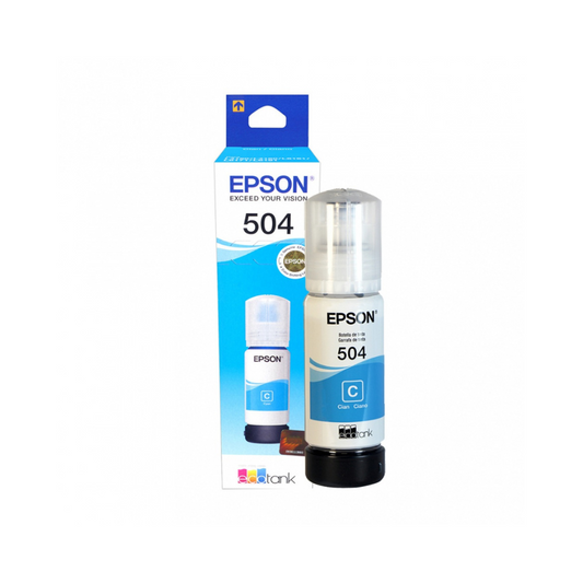 Botella De Tinta Epson Ecotank T504 Cyan Serie L 70Ml Dye T504220-Al