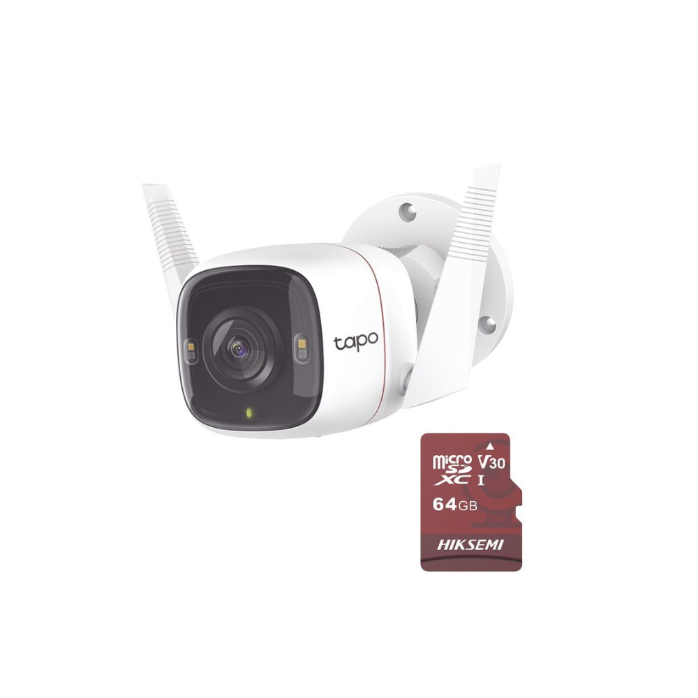 Kit Cámara IP Wi-Fi, 1 Pieza Modelo TAPO C320WS, Compatible con App Tapo, Incluye Memoria Micro SD HS-TF-E1/64G